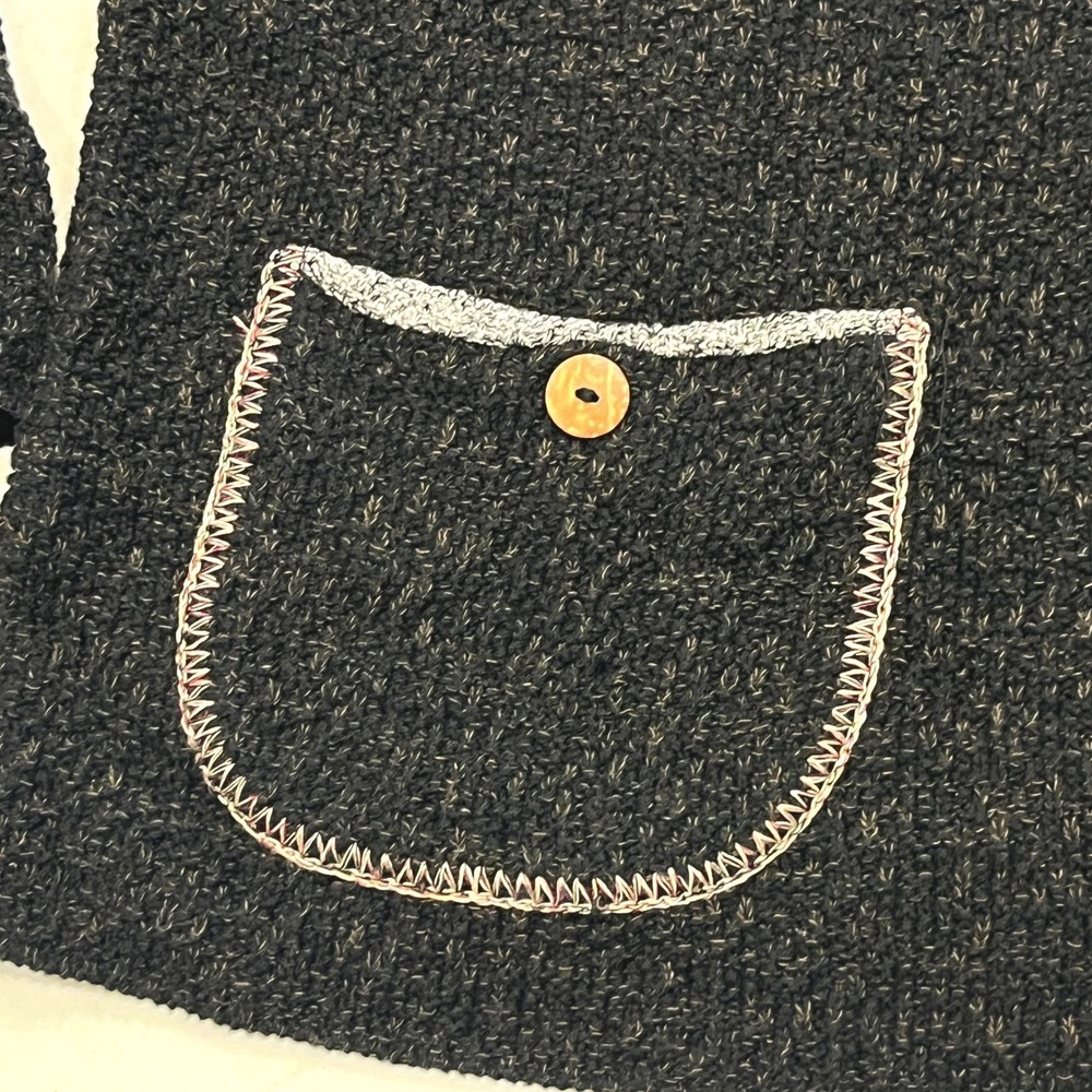 Margaret Winters Sweater Womens Medium Black Brown Art to Wear USA Lagenlook - Picture 5 of 10